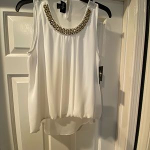 White Juniors Tank Blouse